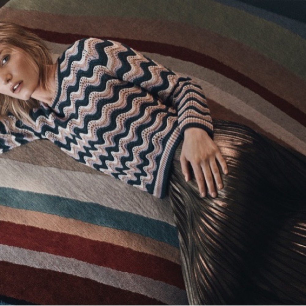 BCBGMAXAZRIA Womens Sanja Merino Wool Retro Sweater Size Small